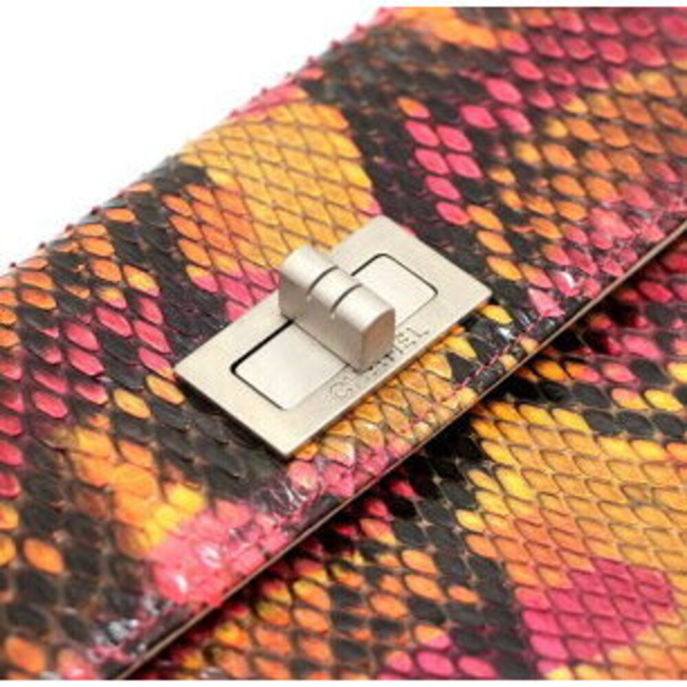 Chanel Clutch Bag Python Leather Clasp - image 4